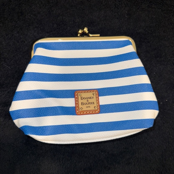 Dooney & Bourke Blue and White Striped Coin Purse - Picture 2 of 14